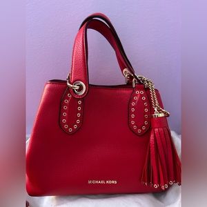 Michael Kors Red Leather Belted Crossbody Bag